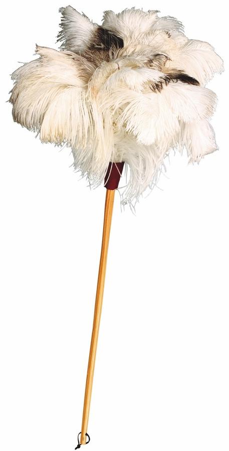 Ostrich Feather Duster - White with unvarnished beech handle 80cm