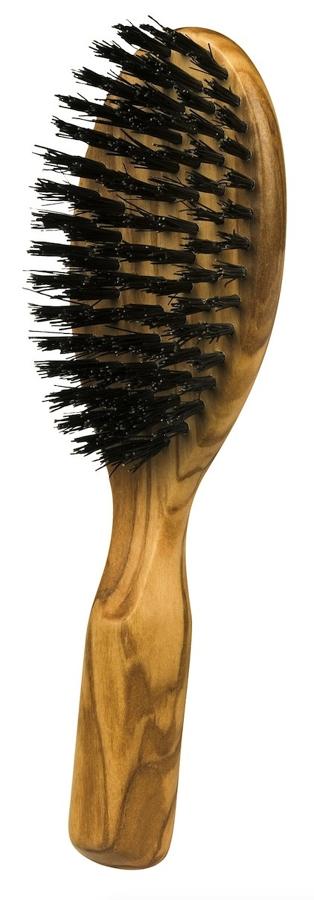 Pocket Hairbrush oval head and real bristle - Olivewood