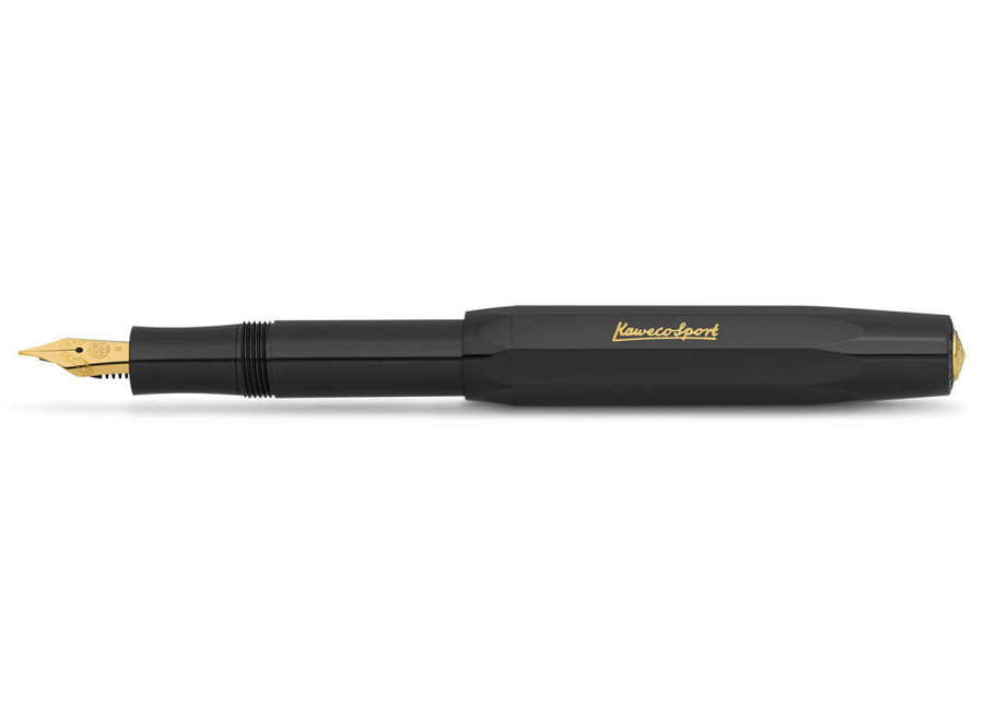 Kaweco Classic Sport Fountain Pen - Black - Medium Gold Nib & Logo