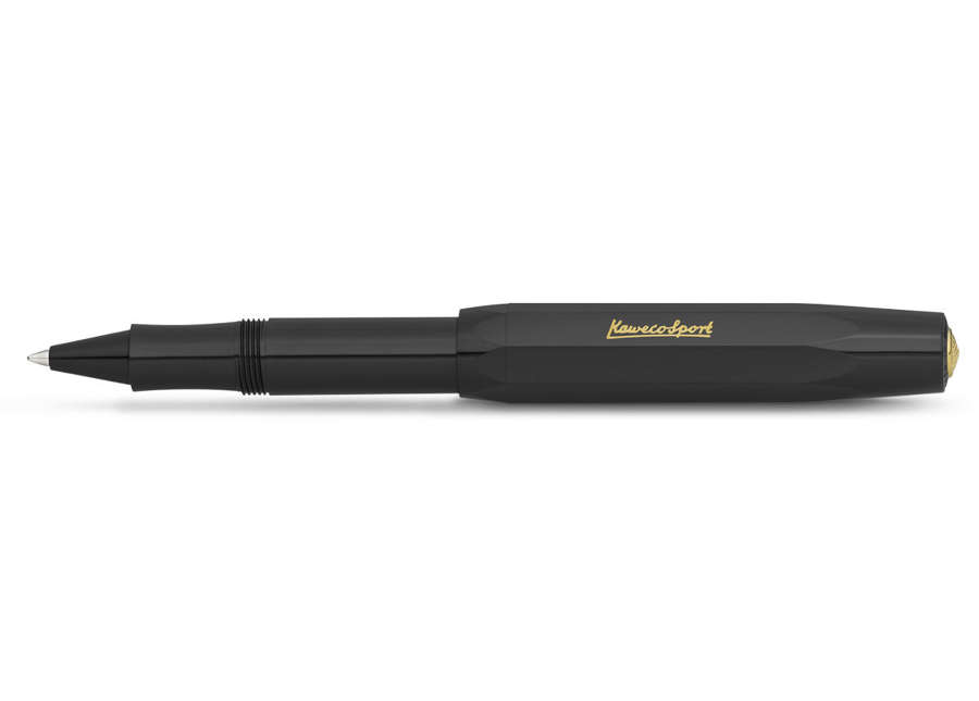 Kaweco Classic Sport Rollerball Pen - Black - Medium Gold Nib & logo