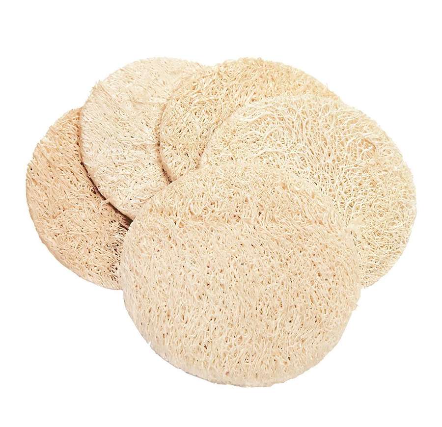 Round Loofah exfoliating pads - Pack of 5 pads