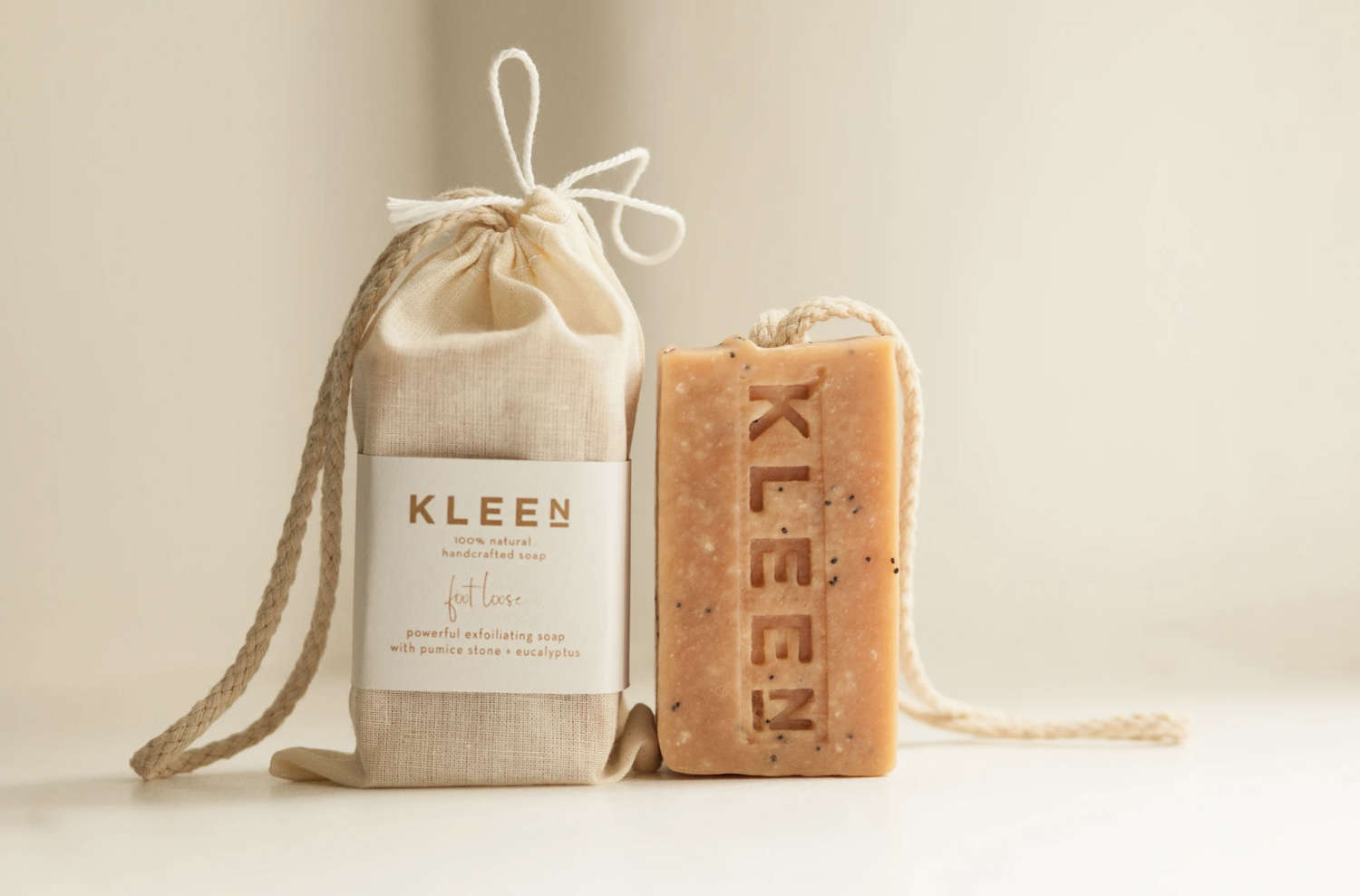 Foot Loose - Kleen 100% Natural handcrafted soap on a rope - 160g