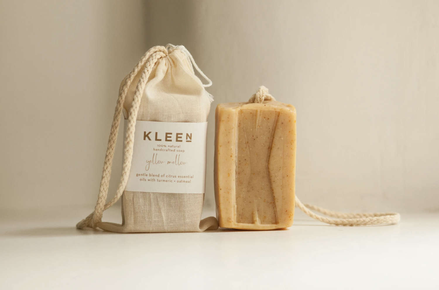 Yellow Mellow - Kleen 100% Natural handcrafted soap on a rope - 160g